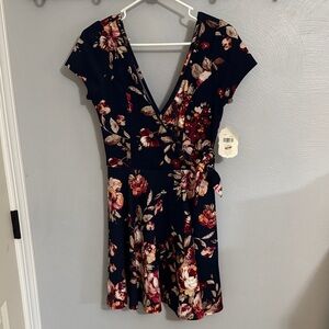 Silence + Noise Navy Floral Mini Dress